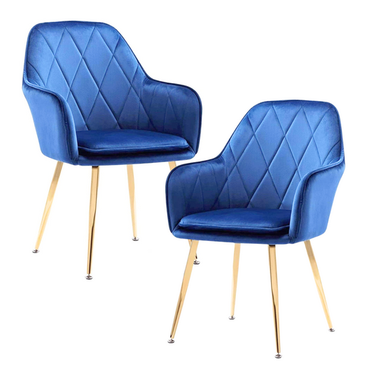 Pack 2 Sillón Sitial Diamante Terciopelo Azul | Moderno y Cómodo