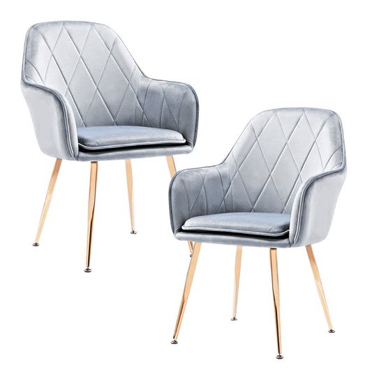 Pack 2 Sillón Sitial Diamante Terciopelo gris | Moderno y Cómodo