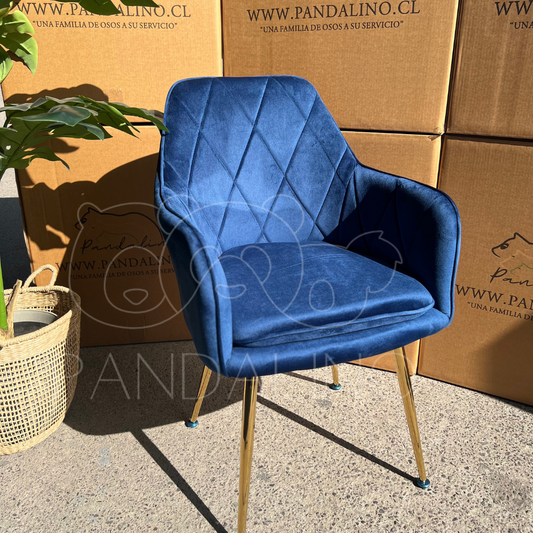 Pack 2 Sillón Sitial Diamante Terciopelo Azul | Moderno y Cómodo