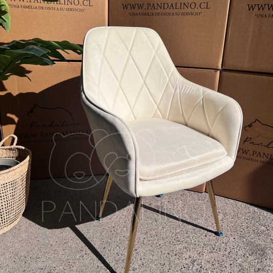 Pack 2 Sillón Sitial Diamante Terciopelo Beige | Moderno y Cómodo