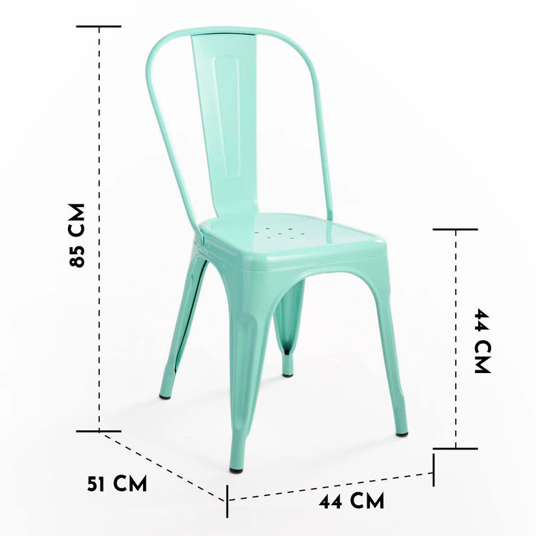 Pack 4 Silla Tolix Acero Menta | Resistente para Exterior e Interior