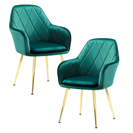 Pack 2 Sillón Sitial Diamante Terciopelo Verde | Moderno y Cómodo