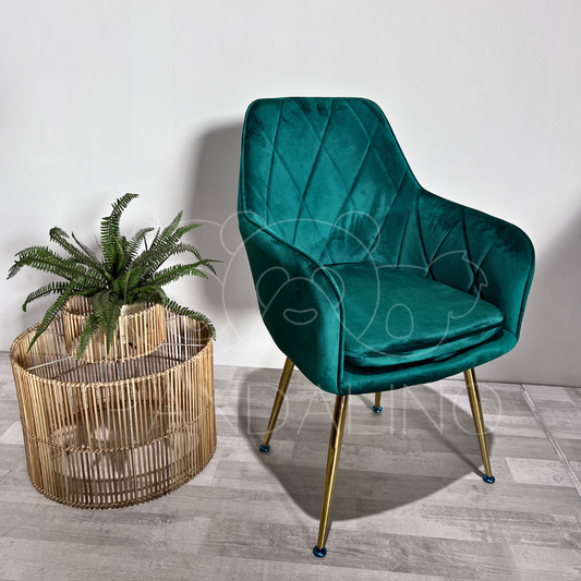 Pack 2 Sillón Sitial Diamante Terciopelo Verde | Moderno y Cómodo