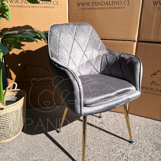 Pack 2 Sillón Sitial Diamante Terciopelo gris | Moderno y Cómodo