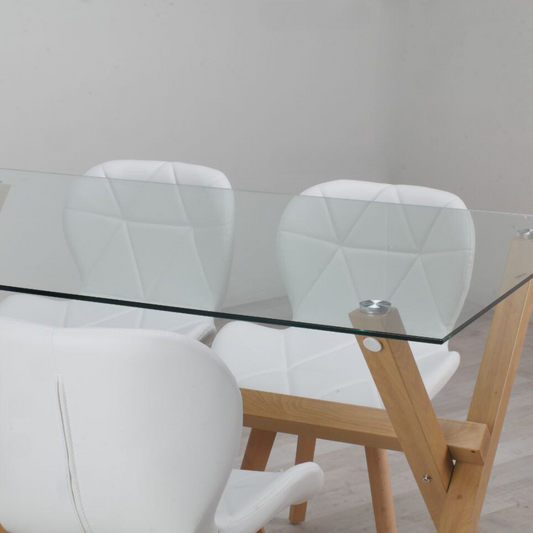 Comedor Moderno Mesa Xinia 130x80 + 4 Sillones Rubik Blanco | Elegante